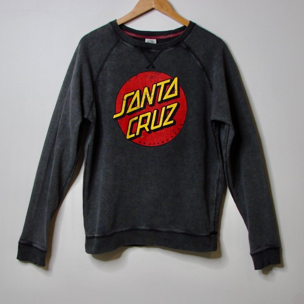 Vintage 90s Y2K Santa Cruz Skateboards Sweatshirt Gray Ribbed Streetwear Small